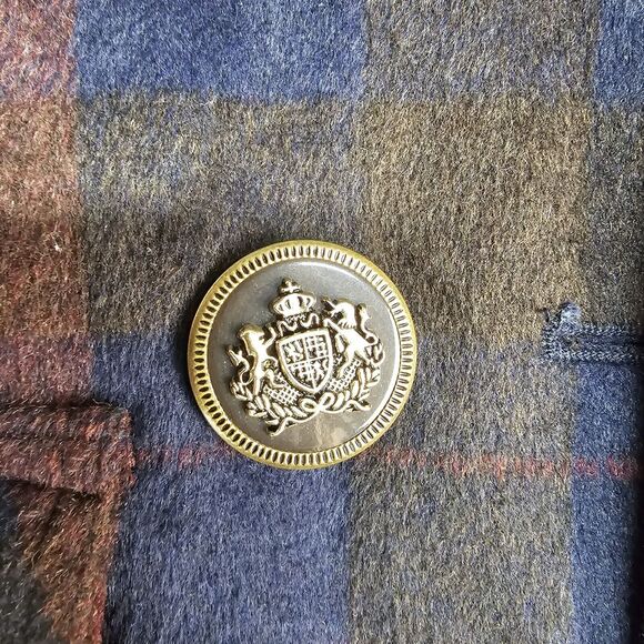 Vintage Coogi Women's Plaid Wool Blend Coat Jacket Size Small Pea Coat Y2K - Picture 6 of 11